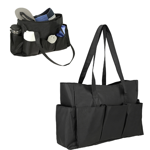 Bolsa con interior reforzado, dos asas y compartimento frontal. NEGRO