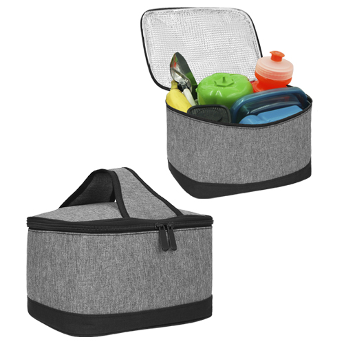 Lonchera de poliéster con interior térmico y asa. NEGRO