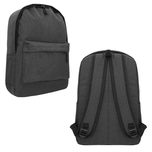 Mochila de poliéster con bolsa principal frontal con cierre, 2 bolsas laterales, compartimento interno para laptop de máximo 16 pulgadas, asa superior, tirantes y correas ajustables. OXFORD
