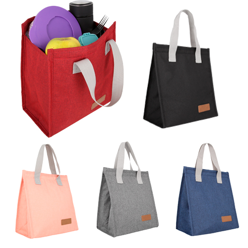 Lonchera con interior térmico, cierre de velcro, dos asas y fuelle de 13 cm. AZUL