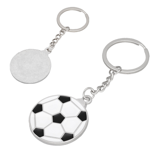 Llavero metálico de balón de soccer. PLATA