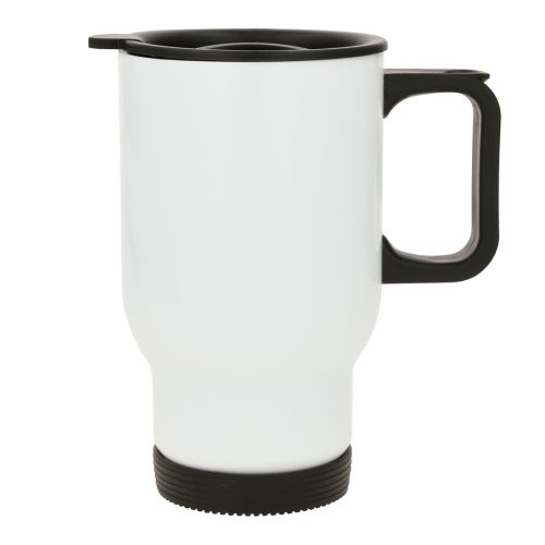 Termo de acero inoxidable sublimable con tapa de cierre a presión y seguro deslizable. BLANCO