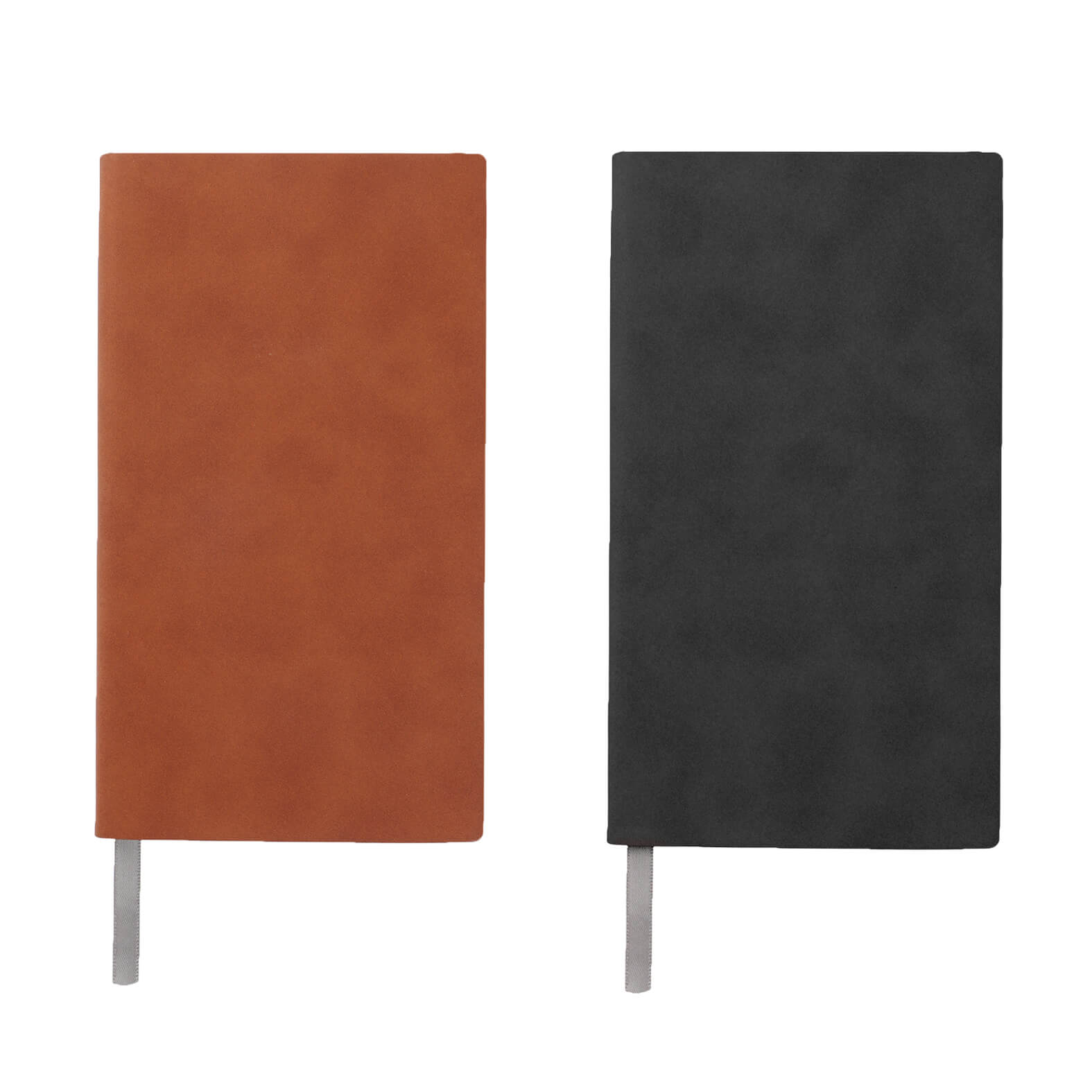 Libreta de poliuretano con 86 hojas de raya y separador. CAFE