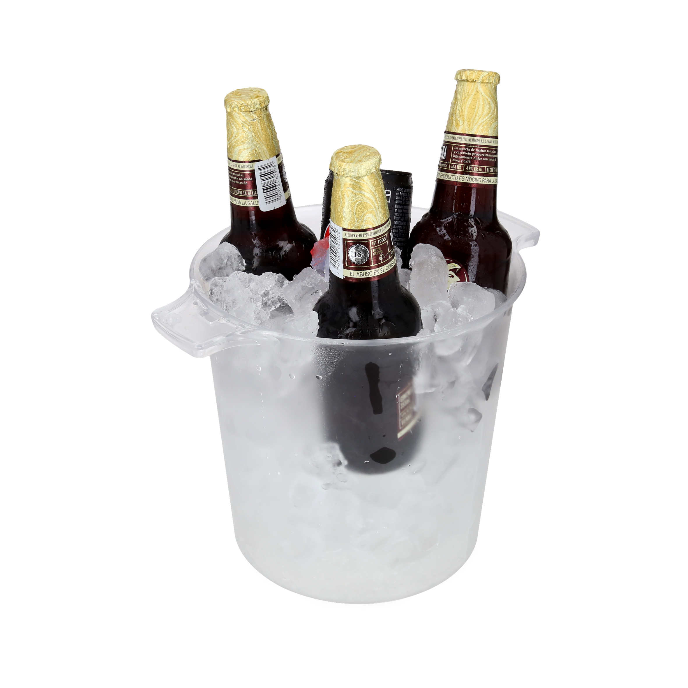 Hielera circular de acrílico con doble asa y capacidad para 5 litros. TRANSPARENTE