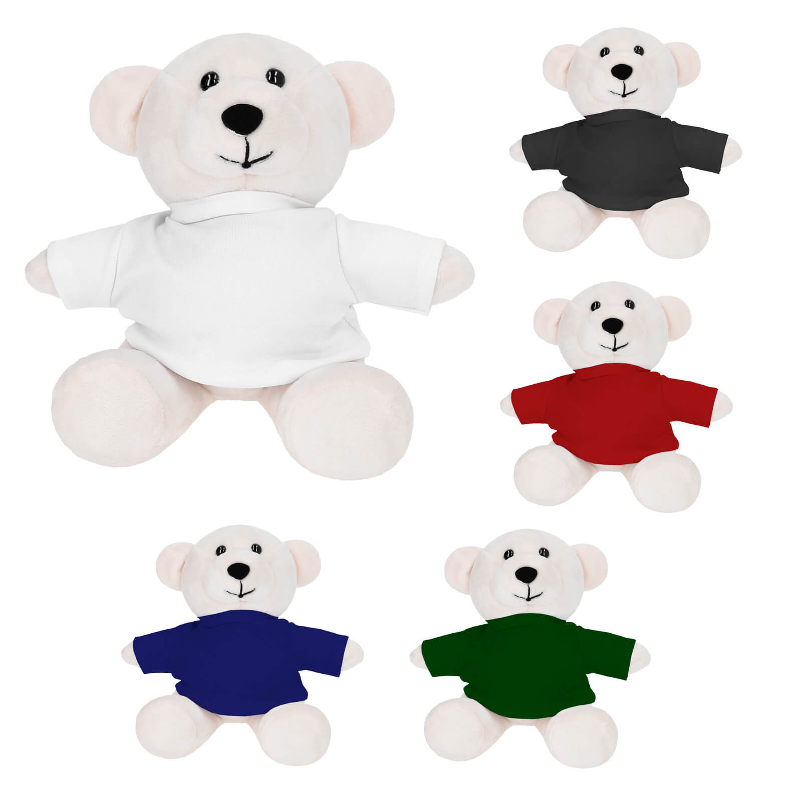 Oso de peluche con playera de fácil impresión. BLANCO