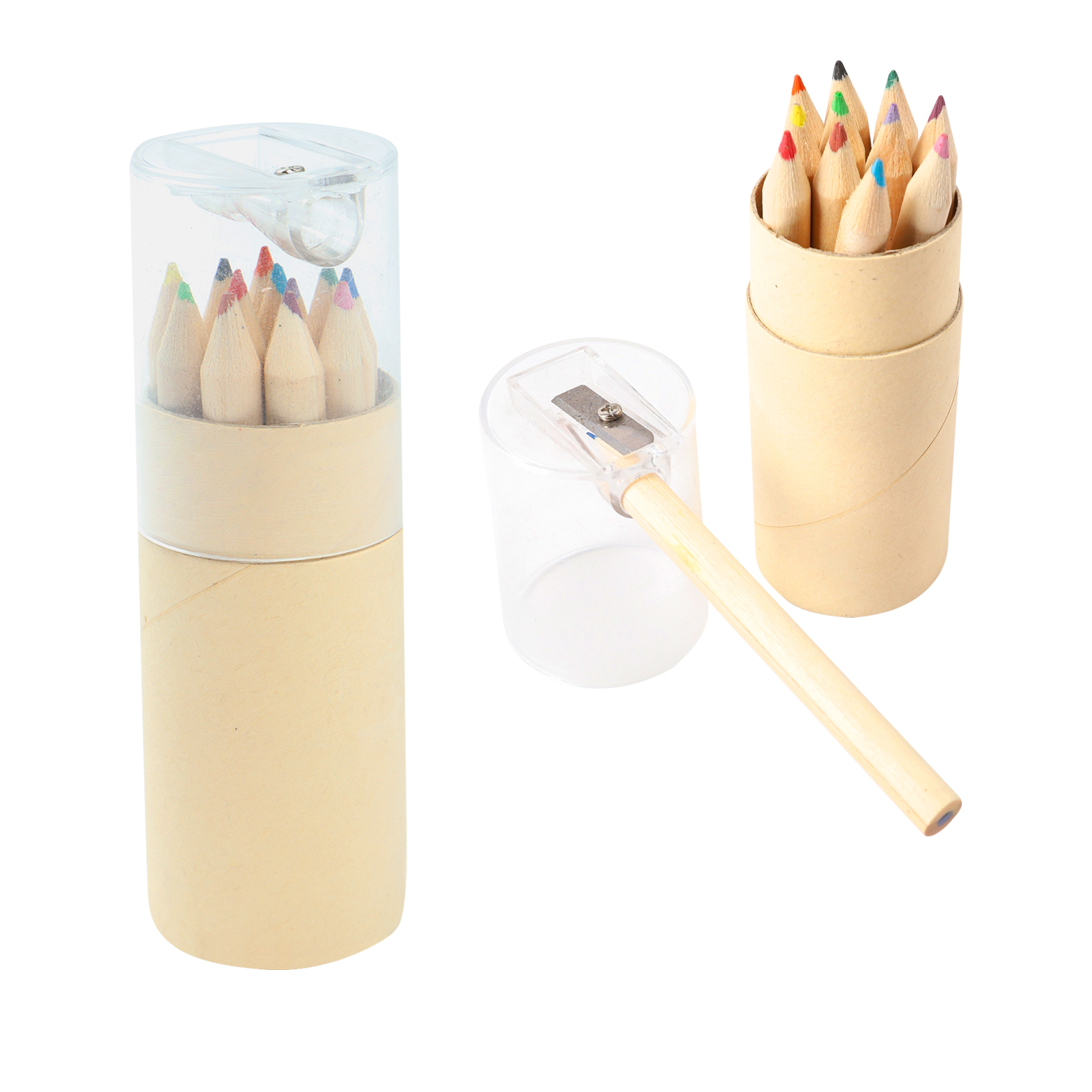 Juego de colores de madera con sacapuntas en la parte superior CARTON