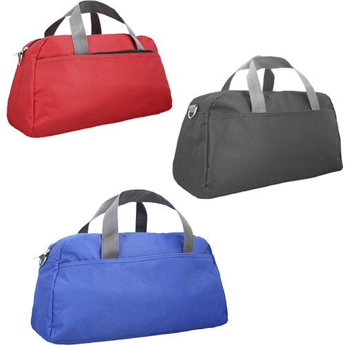 Maleta deportiva con compartimiento frontal, asa y correa ajustable. AZUL