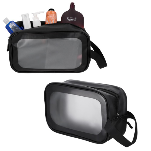 Neceser de viaje con asa lateral y fuelle. NEGRO