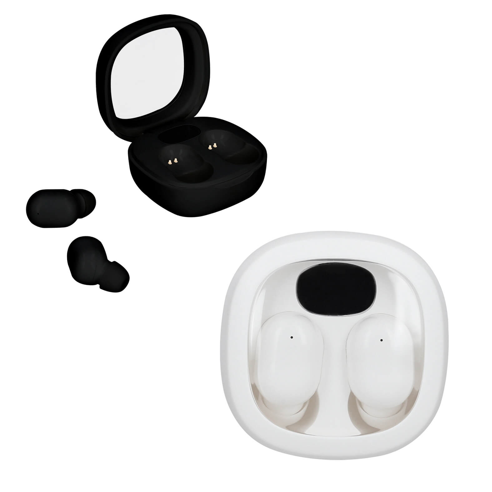 Audífonos inalámbricos con estuche recargable que indica el nivel de carga y mecanismo touch. Incluye cable tipo C. BLANCO