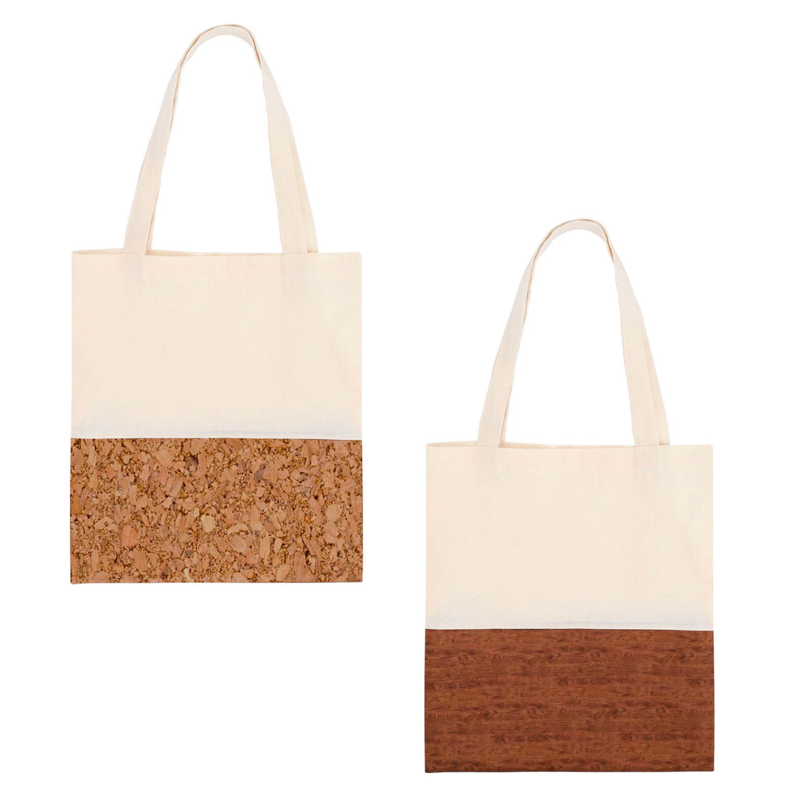 Bolsa de algodón con asas y detalles texturizados en la parte inferior. CORCHO