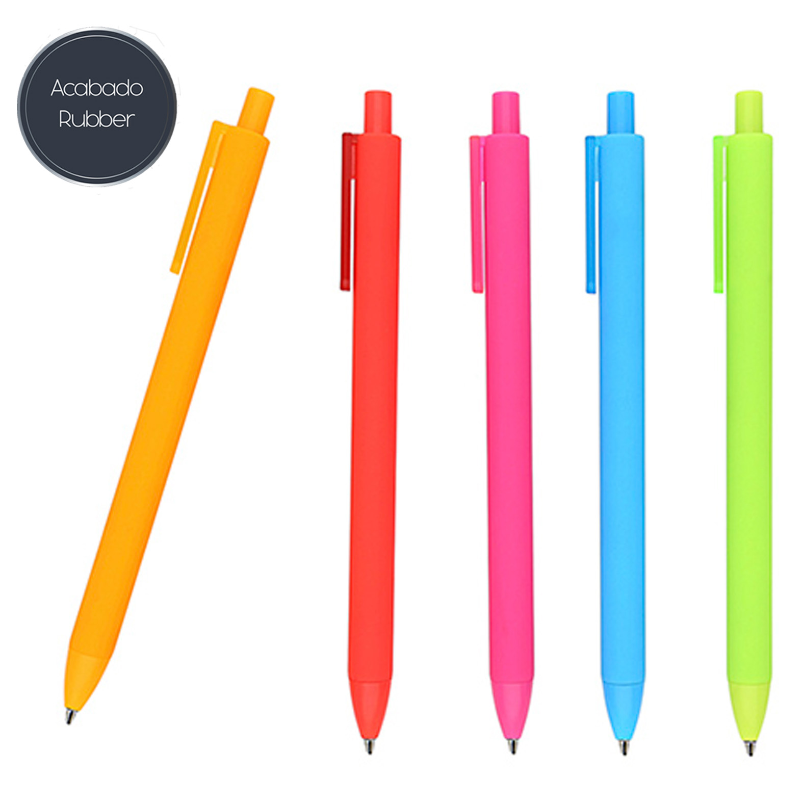 Bolígrafo con acabado rubber, tinta negra, clip de plástico y mecanismo de click. AZUL