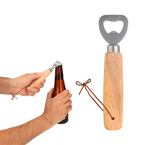 Destapador con mango de madera y cordón. MADERA