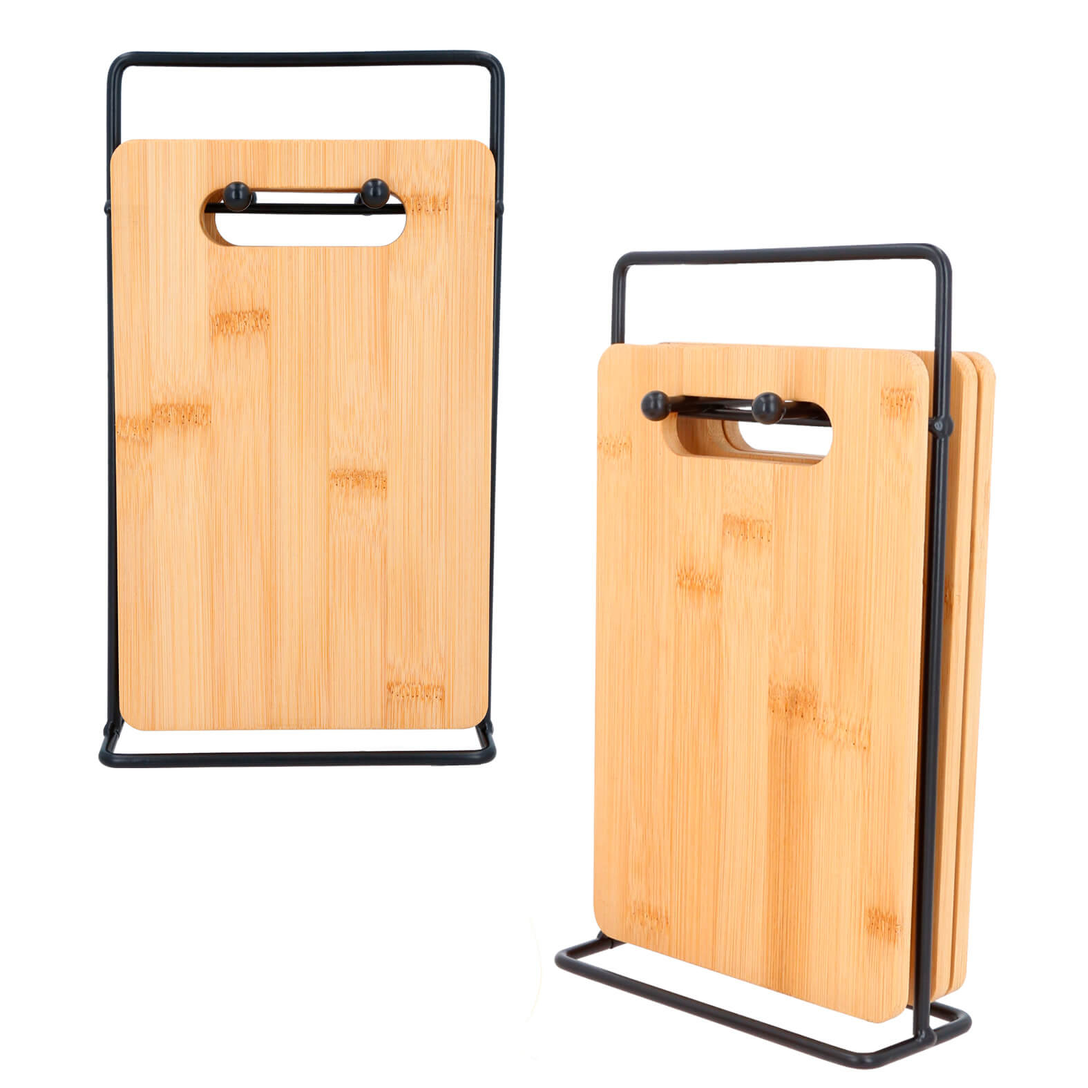 Set de 4 tablas de madera con base metalica. MADERA