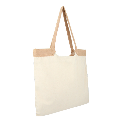 Bolsa de algodón cosida con asas de yute. UNICO