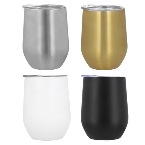 Termo de acero inoxidable de doble pared con tapa de cierre a presión transparente. BLANCO