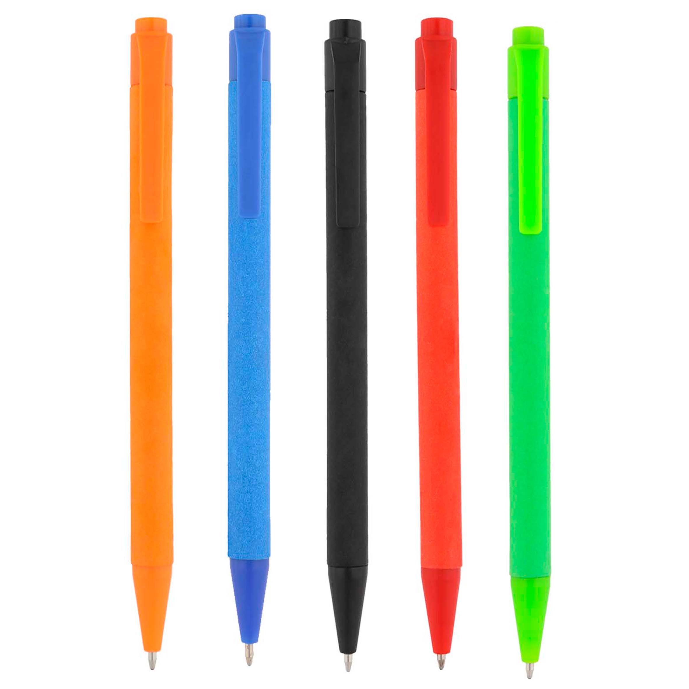 Bolígrafo de cartón de colores con clip de plástico. AZUL