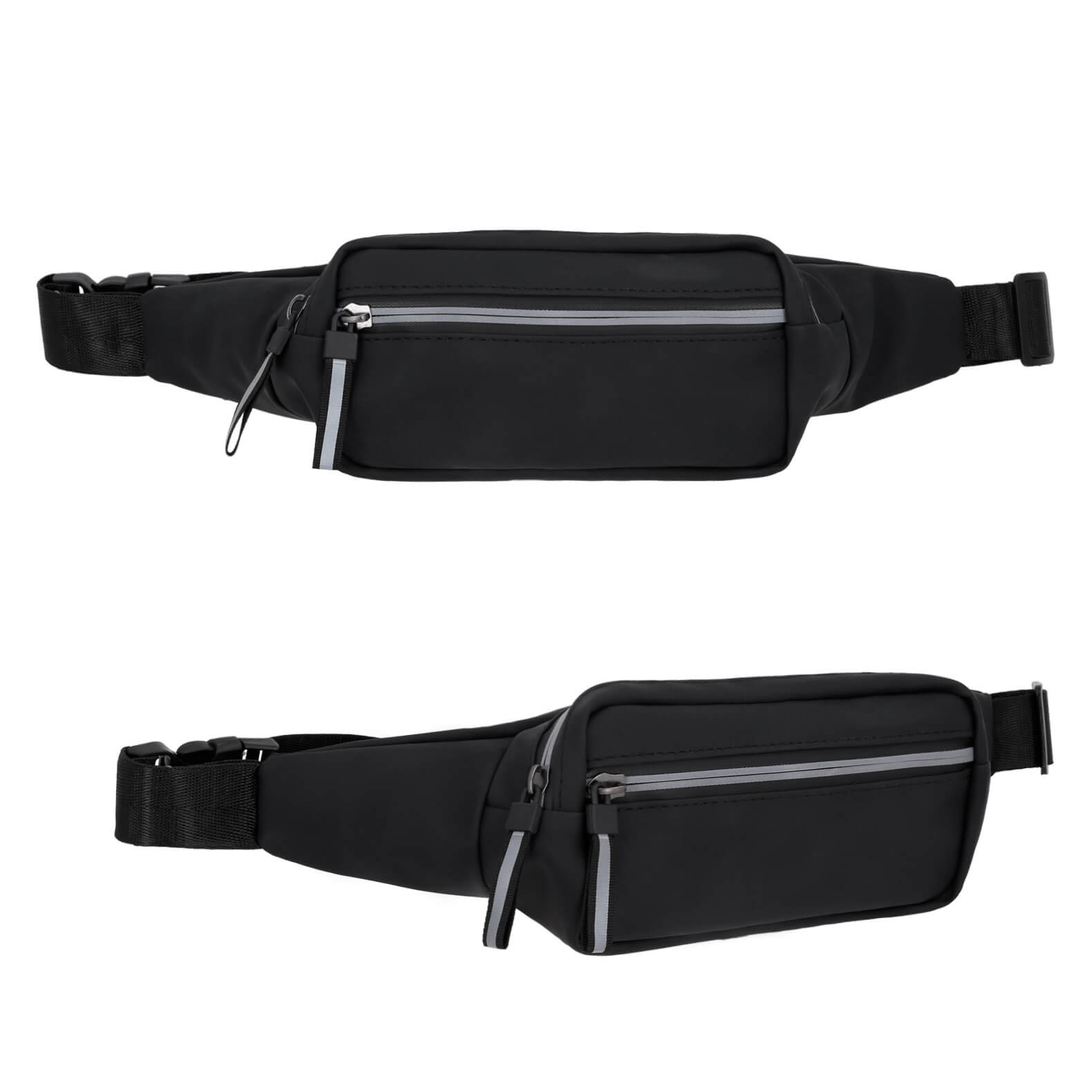 Cangurera con 1 compartimento principal, 1 compartimento frontal , correa ajustable y broche de seguridad. NEGRO