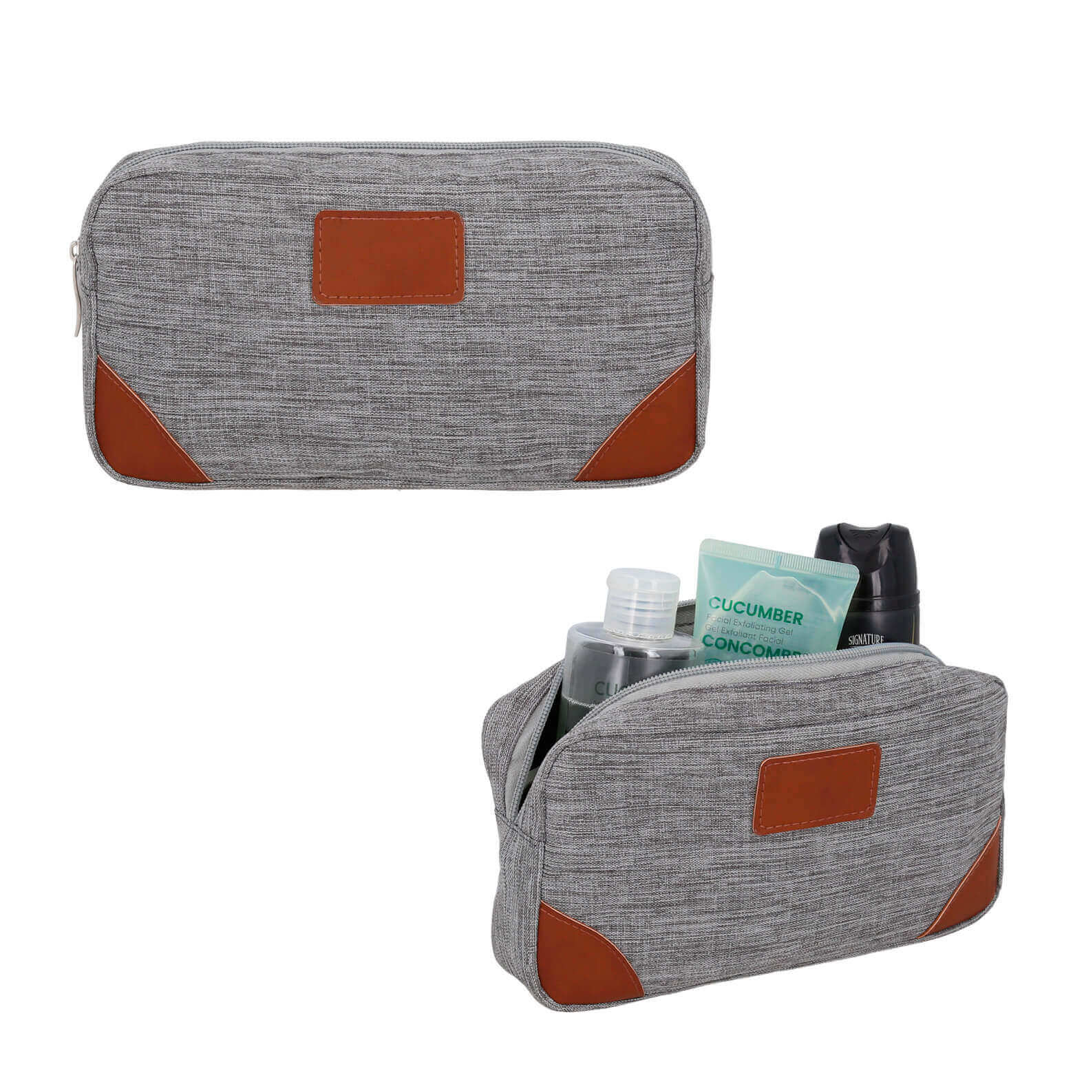 Neceser de poliéster con 1 compartimento y cierre. GRIS