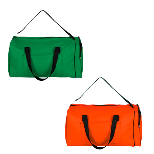 Maleta deportiva de 1 compartimento con bolsa frontal, bolsa lateral de cierre, asas, fuelle de 27 cm y correa ajustable. NARANJA