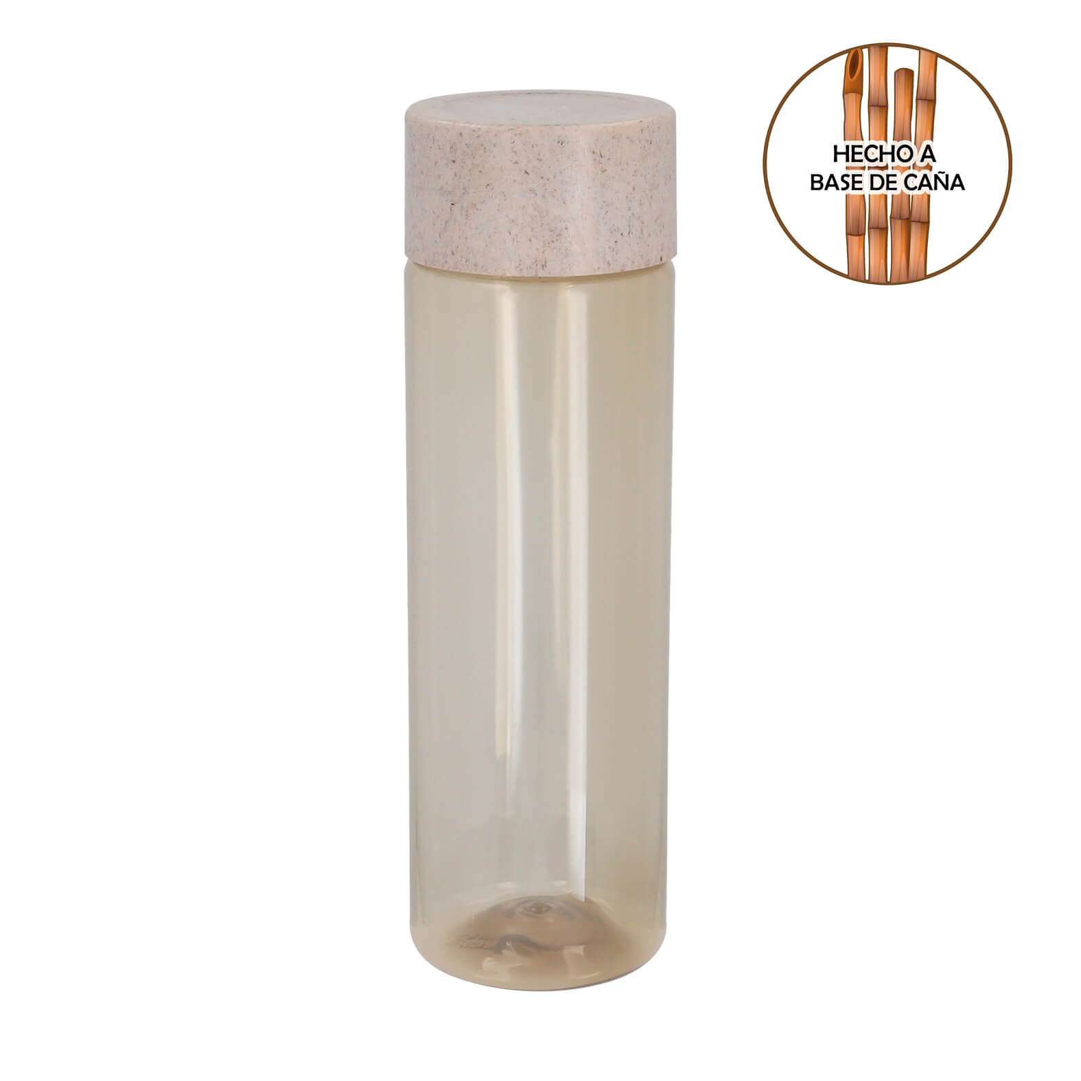 Cilindro de RPET con tapa enroscable hecha a base de caña. (El envío de este material se hace por separado de base y tapas derivado a los cambios de altura si se traslada a otros lugares de la República). CAÑA