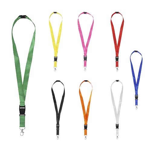 Cinta portagafete con broche de seguridad, clip desmontable de plástico y gancho metálico. AMARILLO