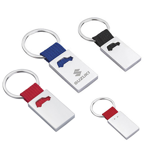 Llavero metálico con figura de auto y arillo reforzado. AZUL