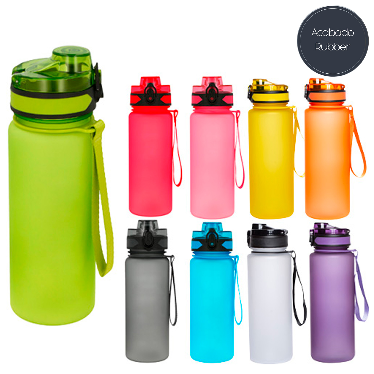 Cilindro de plástico rubber con tapa de seguridad y cordón de poliéster. AMARILLO