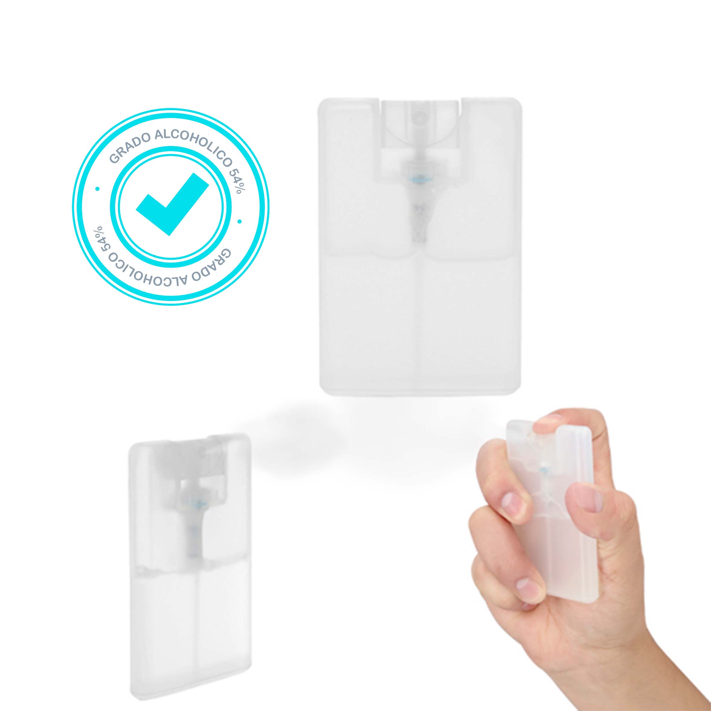 Gel antibacterial en spray con recipiente de plástico. TRANSPARENTE