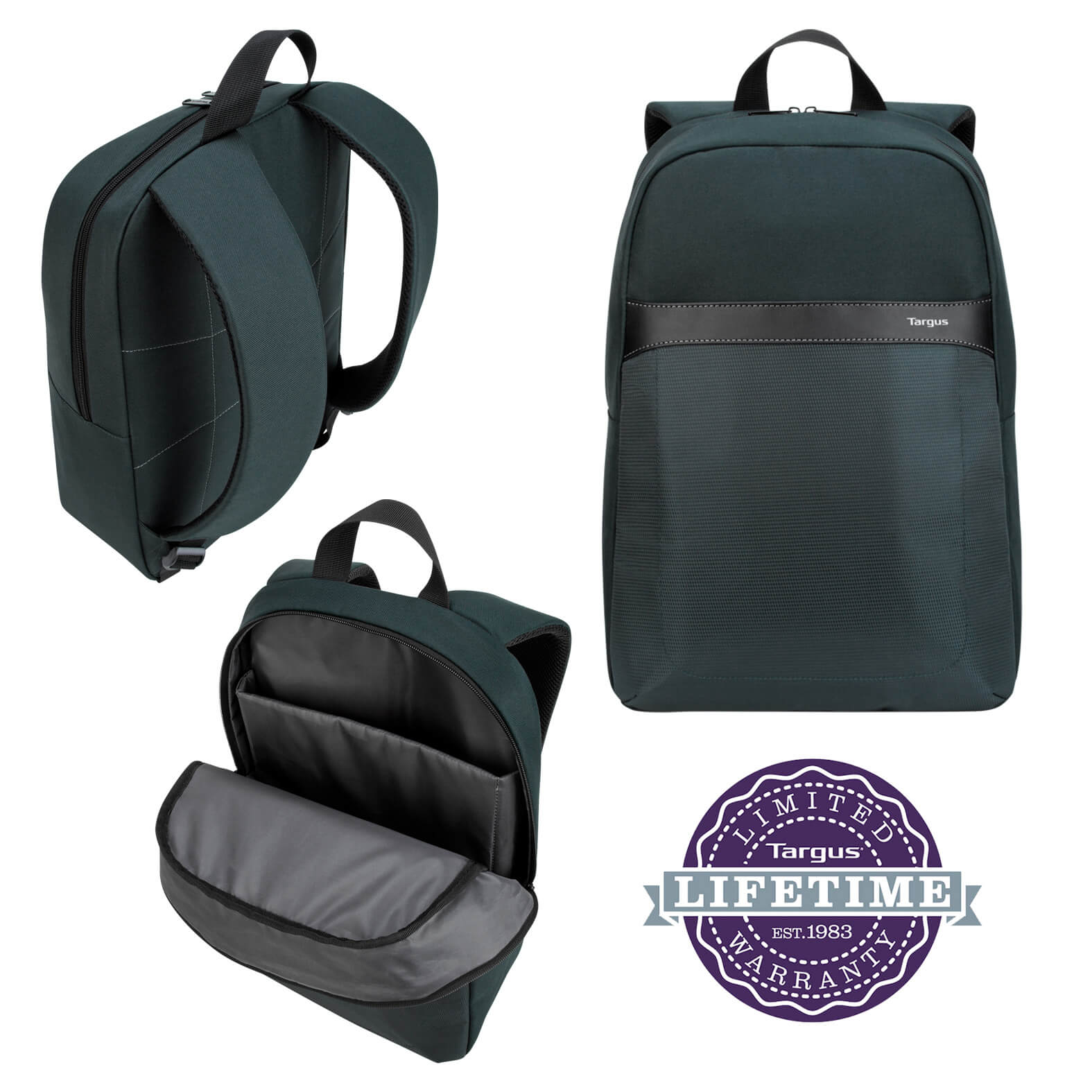 Mochila con compartimento acolchado para laptop 15.6", correas de hombro ajustables y bolsillo frontal. NEGRO