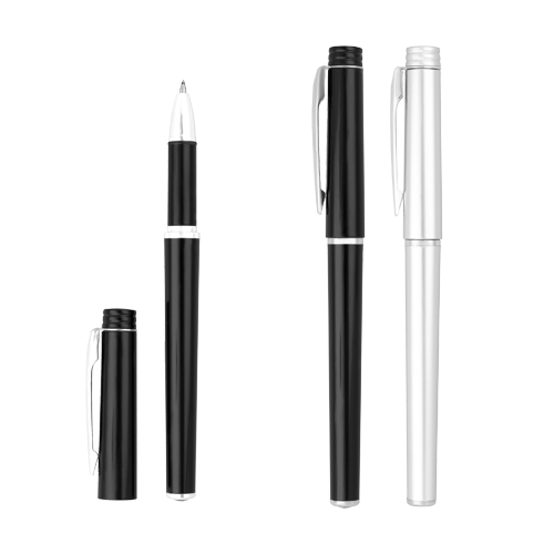 Bolígrafo de plástico con apariencia metalizada. NEGRO