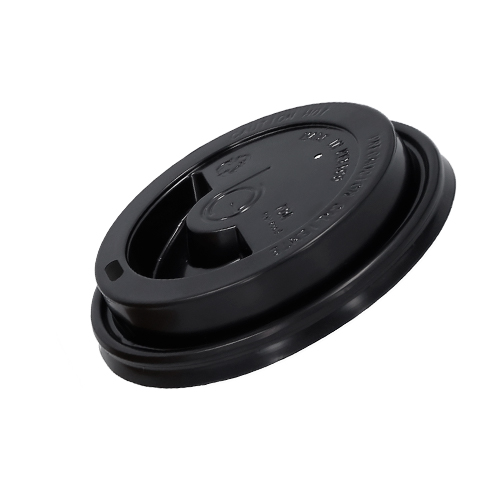 Tapa plástica para vaso desechable. NEGRO