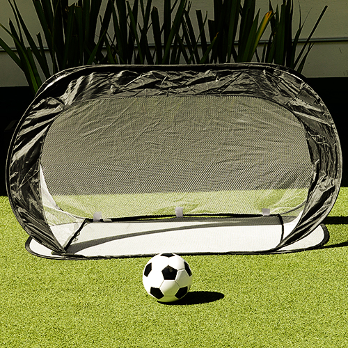 Portería plegable de poliéster con broches de velcro, 4 asas y 4 estacas de metal para fijarla al suelo. Incluye funda. NEGRO