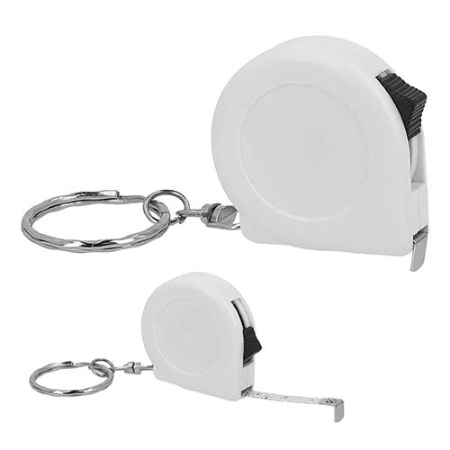 Llavero flexómetro de plástico longitud 1 m. BLANCO