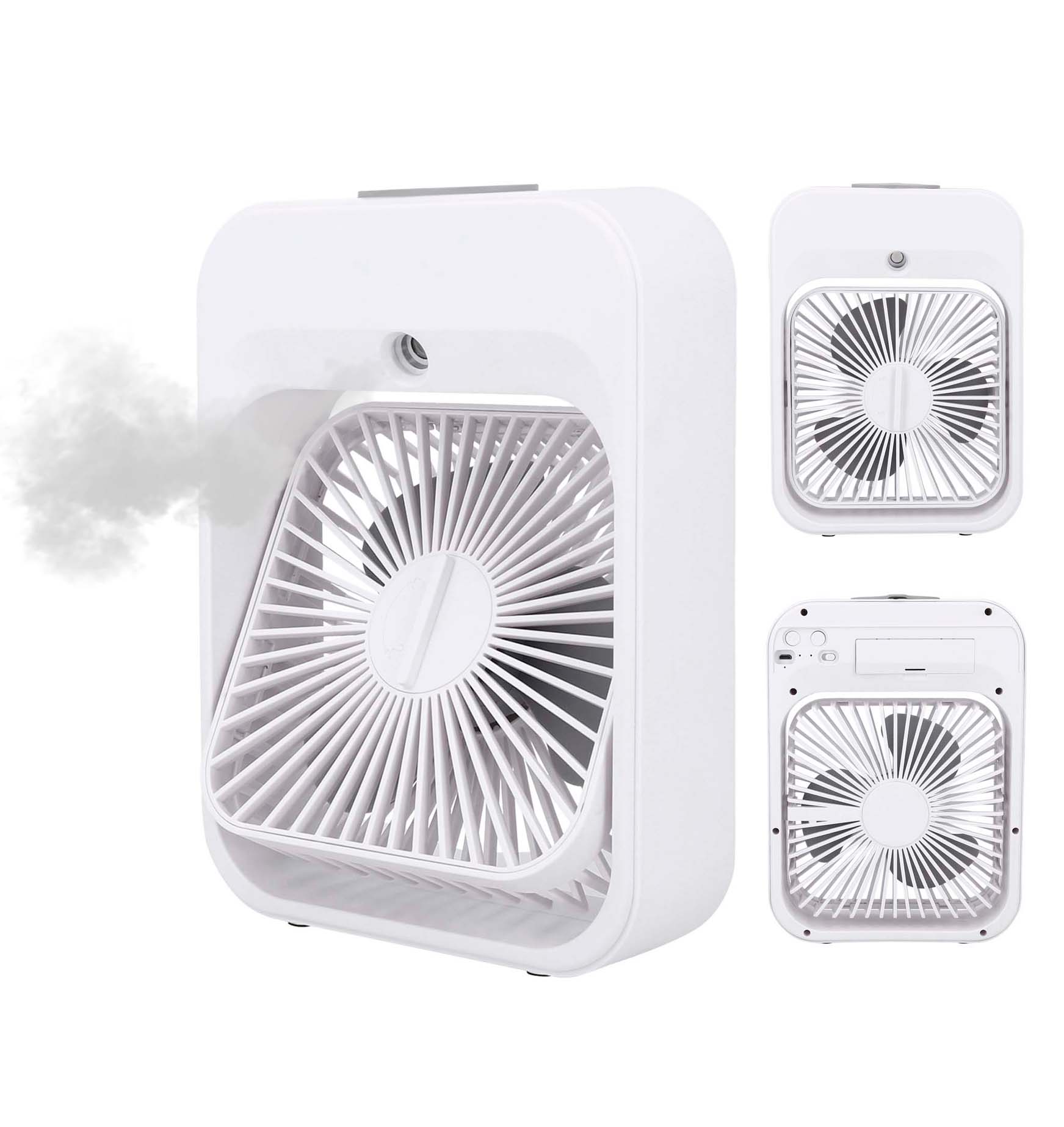 Humidificador con ventilador. Incluye cable de carga. BLANCO
