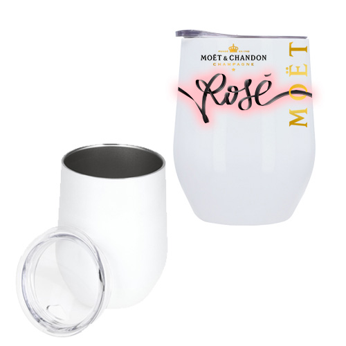 Termo sublimable con doble pared de acero inoxidable insulado al vacío. Incluye tapa de cierre a presión transparente con seguro deslizable. BLANCO