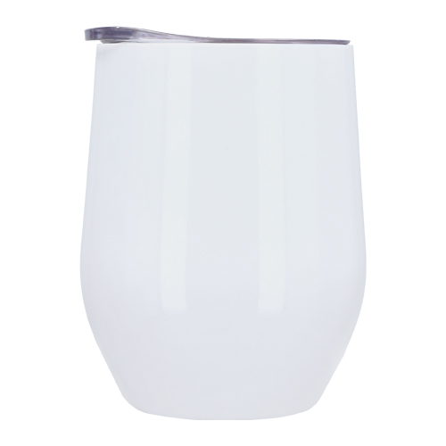 Termo sublimable con doble pared de acero inoxidable insulado al vacío. Incluye tapa de cierre a presión transparente con seguro deslizable. BLANCO