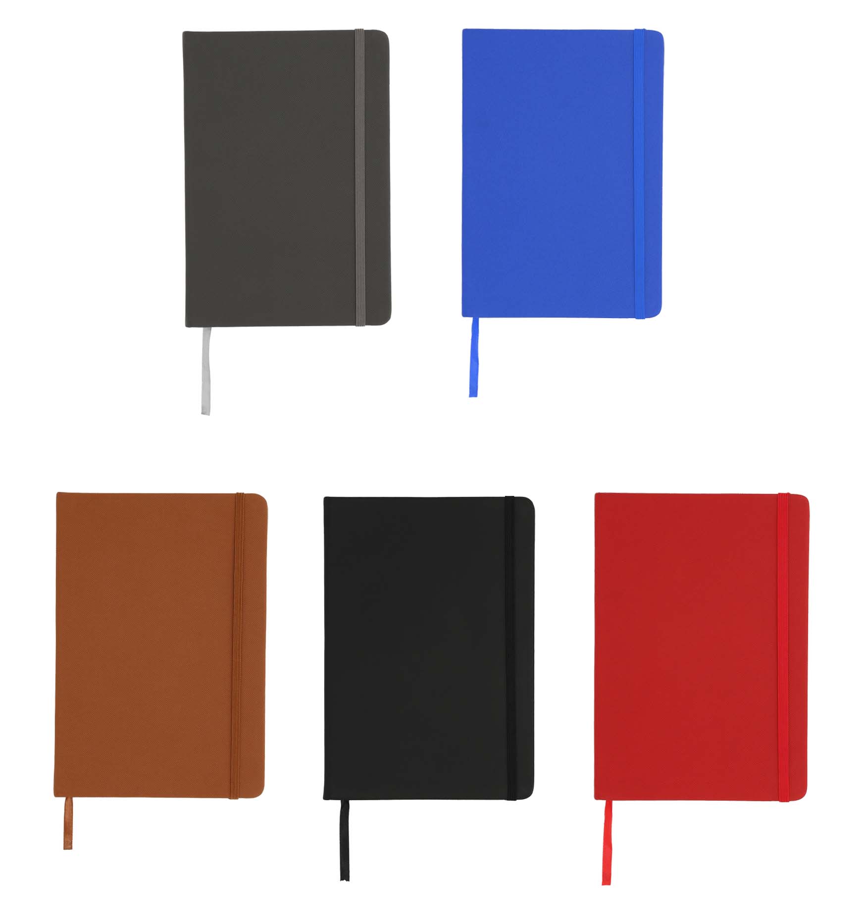 Libreta de poliuretano con 96 hojas de raya, banda elástica para sujetar cubierta y textura. AZUL