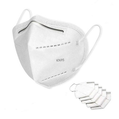 Cubre bocas KN 95 de 5 capas con tira de sujeción de metal flexible certificación CE, FDA. BLANCO