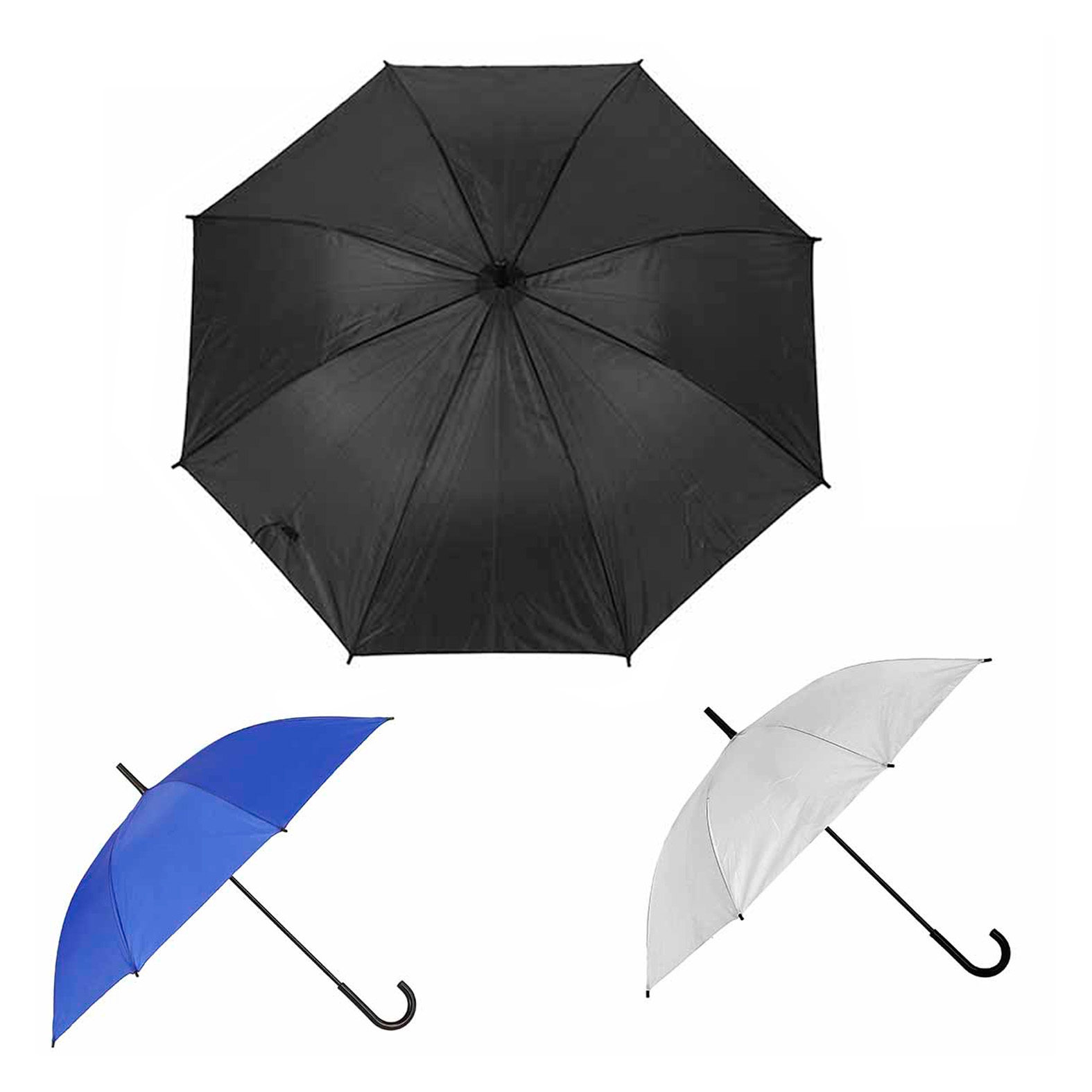 Paraguas de apertura automática, 8 gajos y mango de plástico. AZUL