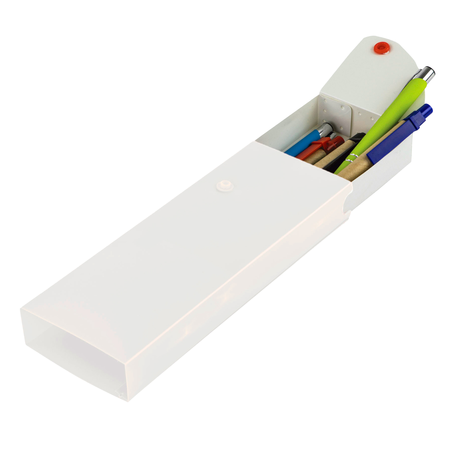 Lapicera de plástico con broche. BLANCO