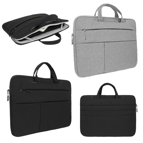 Portafolio de poliéster con interior afelpado, 3 compartimentos exteriores con cierre, 1 compartimento con broche de velcro, cinta adaptable para maleta, 2 organizadores exteriores, 2 asas y 2 resortes adaptables internos para laptop max. de 16 pulgadas. GRIS