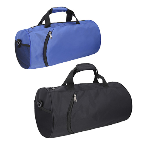 Maleta deportiva con zapatera y dos compartimientos exteriores, red lateral, asas y correa ajustable. AZUL