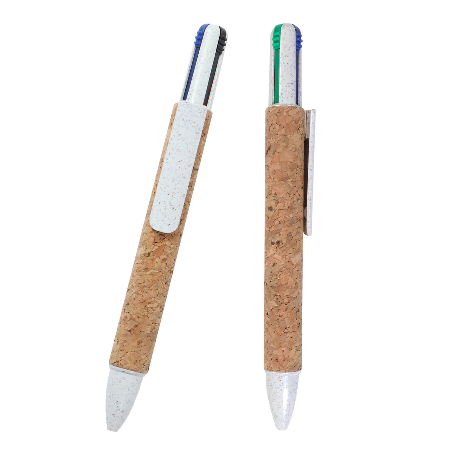 Bolígrafo de wheat straw con barril de corcho, clip y 4 tintas. NATURAL
