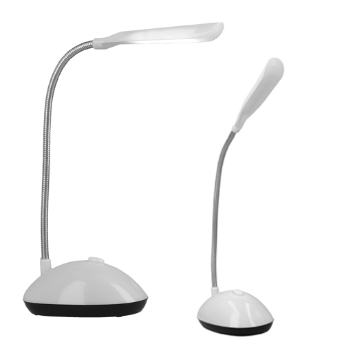 Lámpara de escritorio con luz LED y encendido de click. Utiliza 3 baterías AAA ( no incluidas). BLANCO