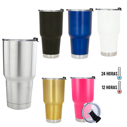 Termo de alta tecnología con doble pared de acero inoxidable, que mantiene tus bebidas calientes y frías por más tiempo. Incluye tapa de presión transparente. AZUL