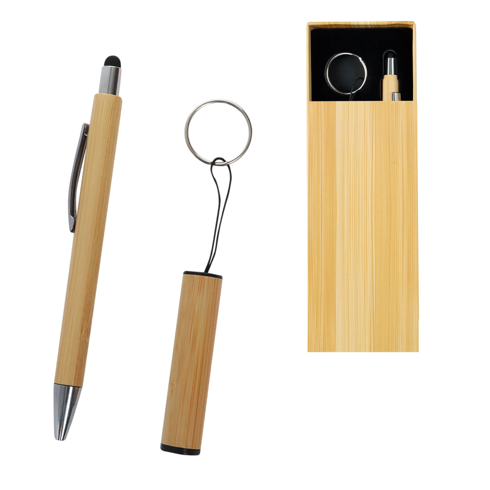 Set ejecutivo: Incluye llavero metálico, bolígrafo y estuche de regalo. BAMBU