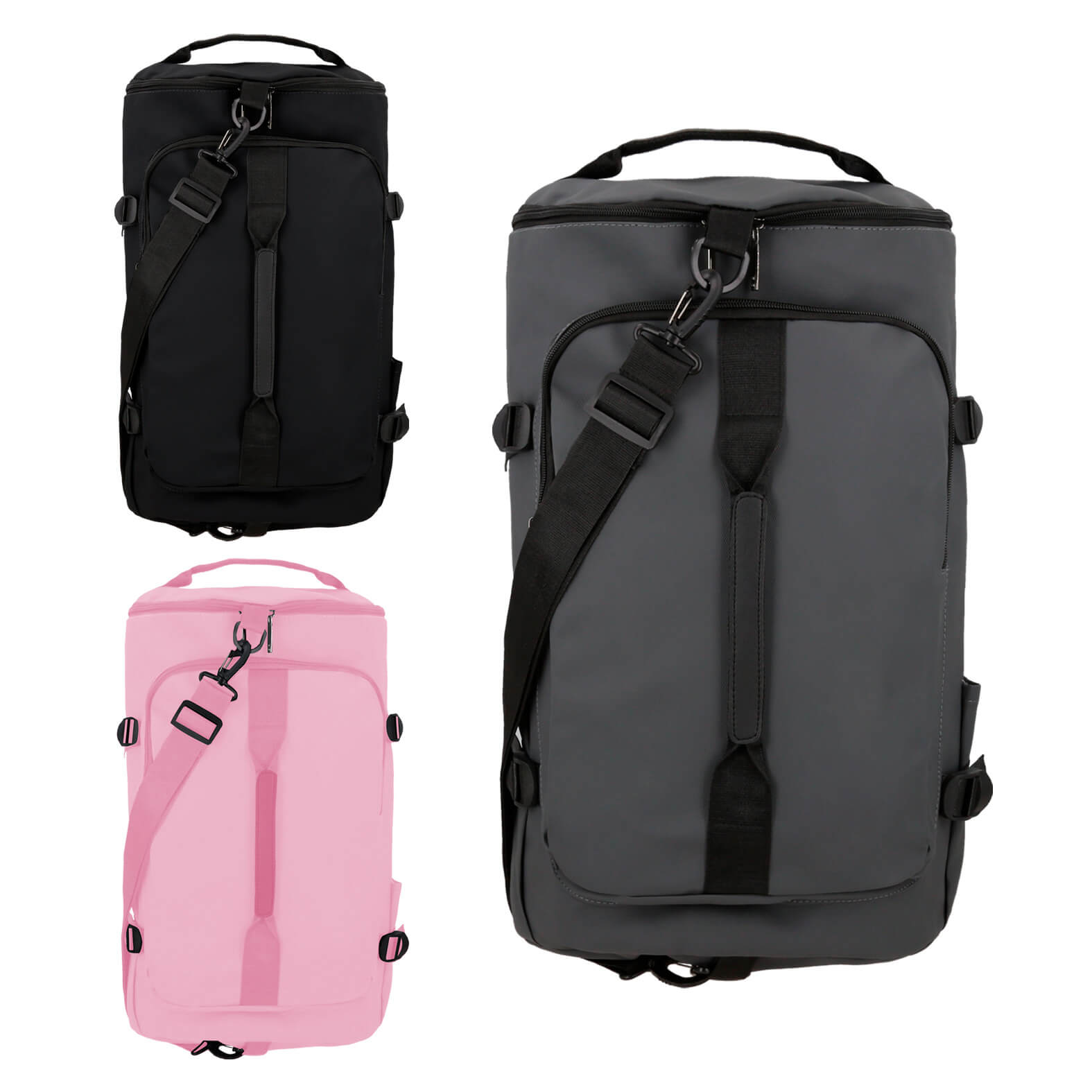 Maleta que se convierte en mochila, incluye: 1 compartimento principal de cierre con 2 compartimentos internos, 1 compartimento frontal, 1 compartimento trasero, 2 bolsas laterales, tirantes acojinados, zapatera, correa ajustable y asa superior. GRIS