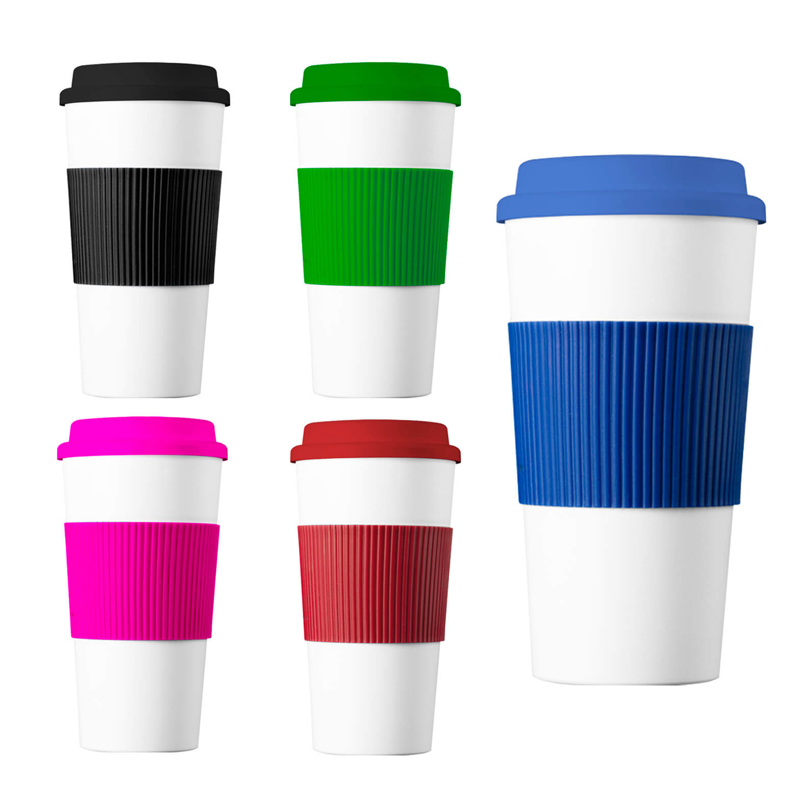 Termo de plástico con cintillo de color. AZUL