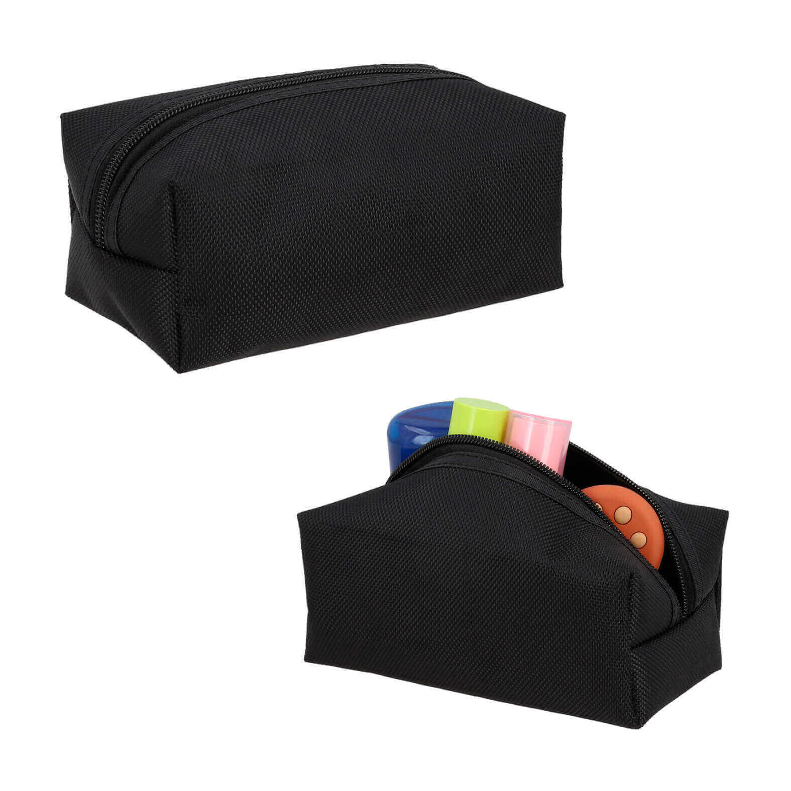 Neceser para viaje de poliuretano con 1 compartimento y cierre. NEGRO