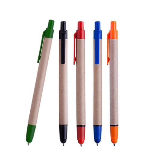 Bolígrafo de cartón con goma touch screen. AZUL